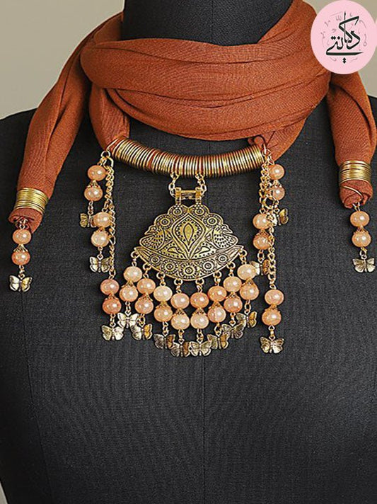 Brown Elegant Necklace Scarf