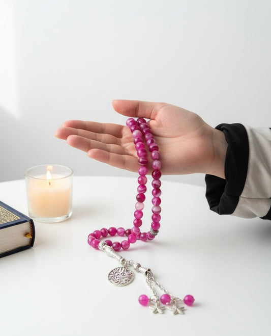 Pink Rosary - Agate Stones