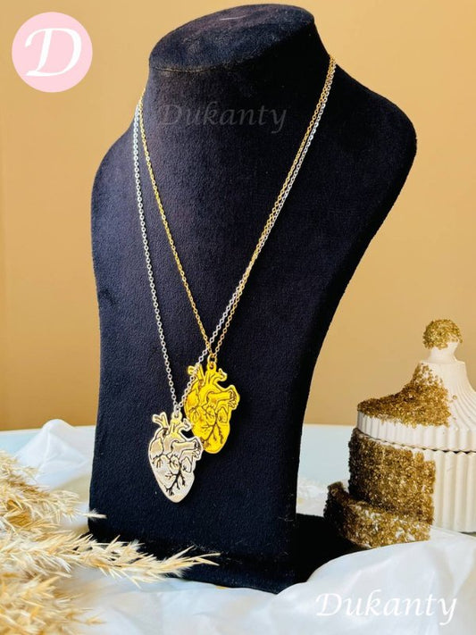 Heart Necklace - Silver And Gold Plated