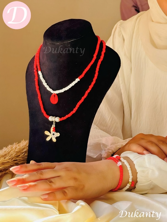 Dina Set - Red And White Stones