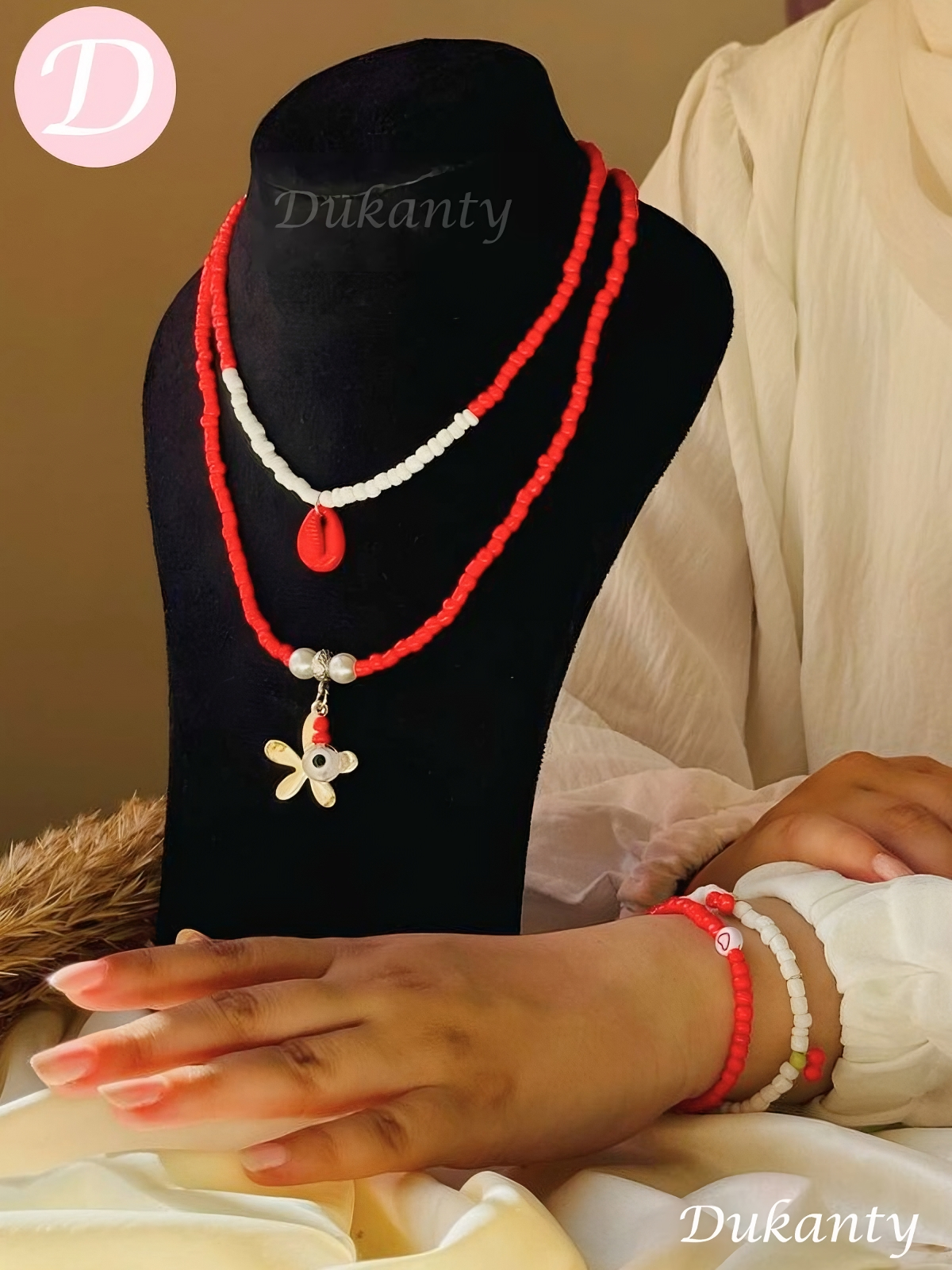 Dina Set - Red And White Stones