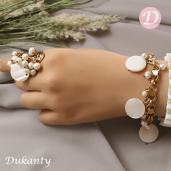 Selen White Set - Gold Plated and Natural Pearl