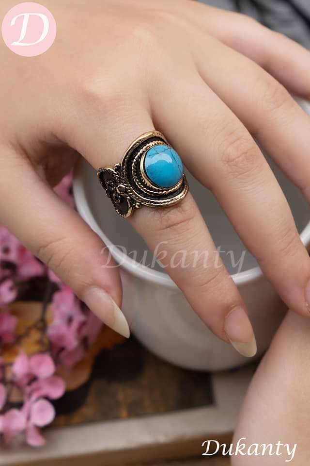 Sohila Turquoise Ring - Pure Copper