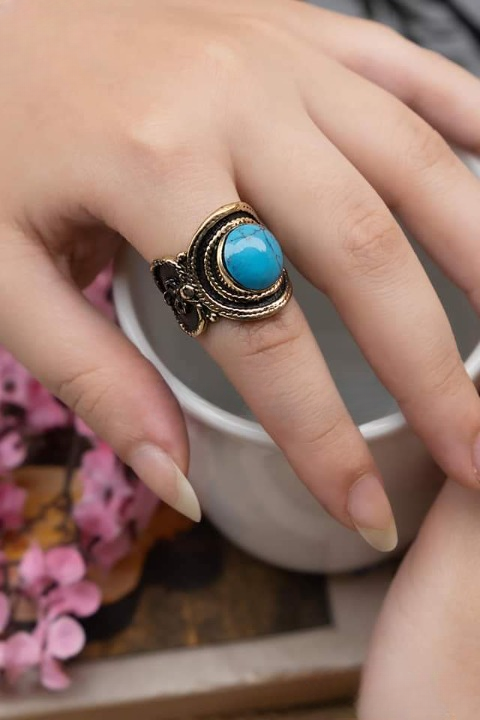 Badr Agate Ring - Pure Copper