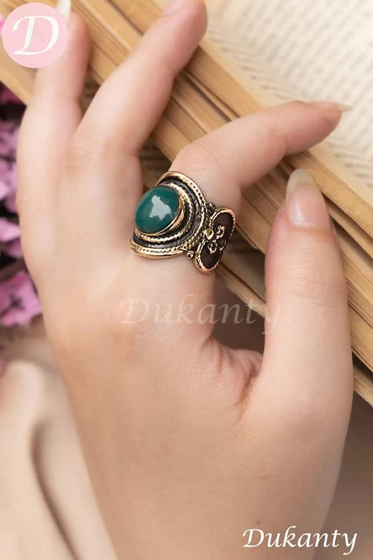 Badr Agate Ring - Pure Copper