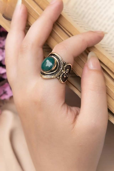 Badr Agate Ring - Pure Copper