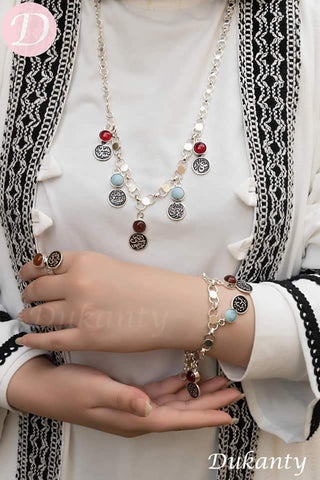Hoda Set - Onyx And Turquoise Stone