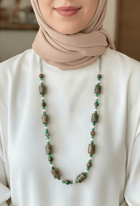 Ohood Agate Necklace - Green Agate