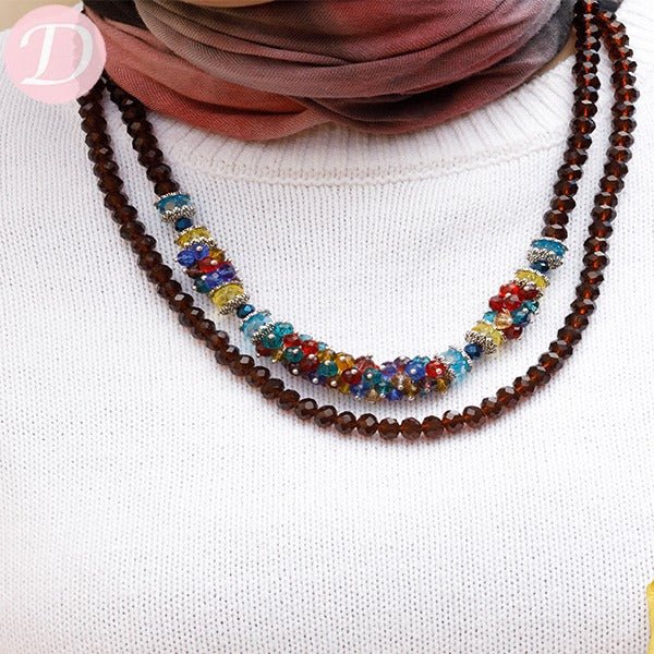 Sufi Necklace - Agate with Crystal