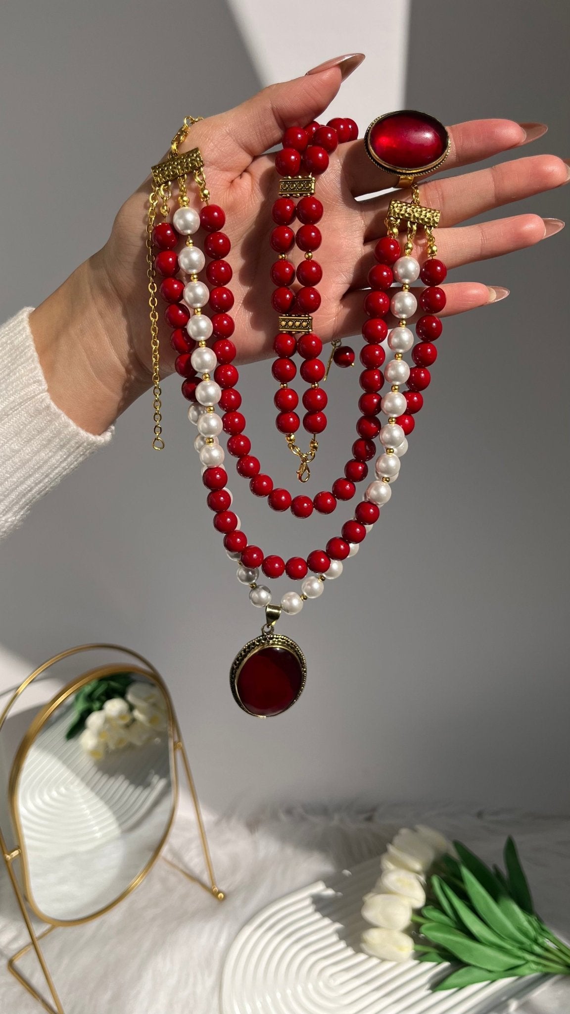 Sara Elegant Set Pearl and Marjan