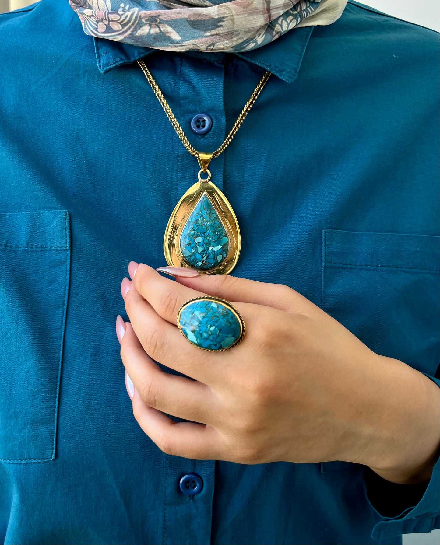 The Wonderful Turquoise Set - Gold And Silver Plated