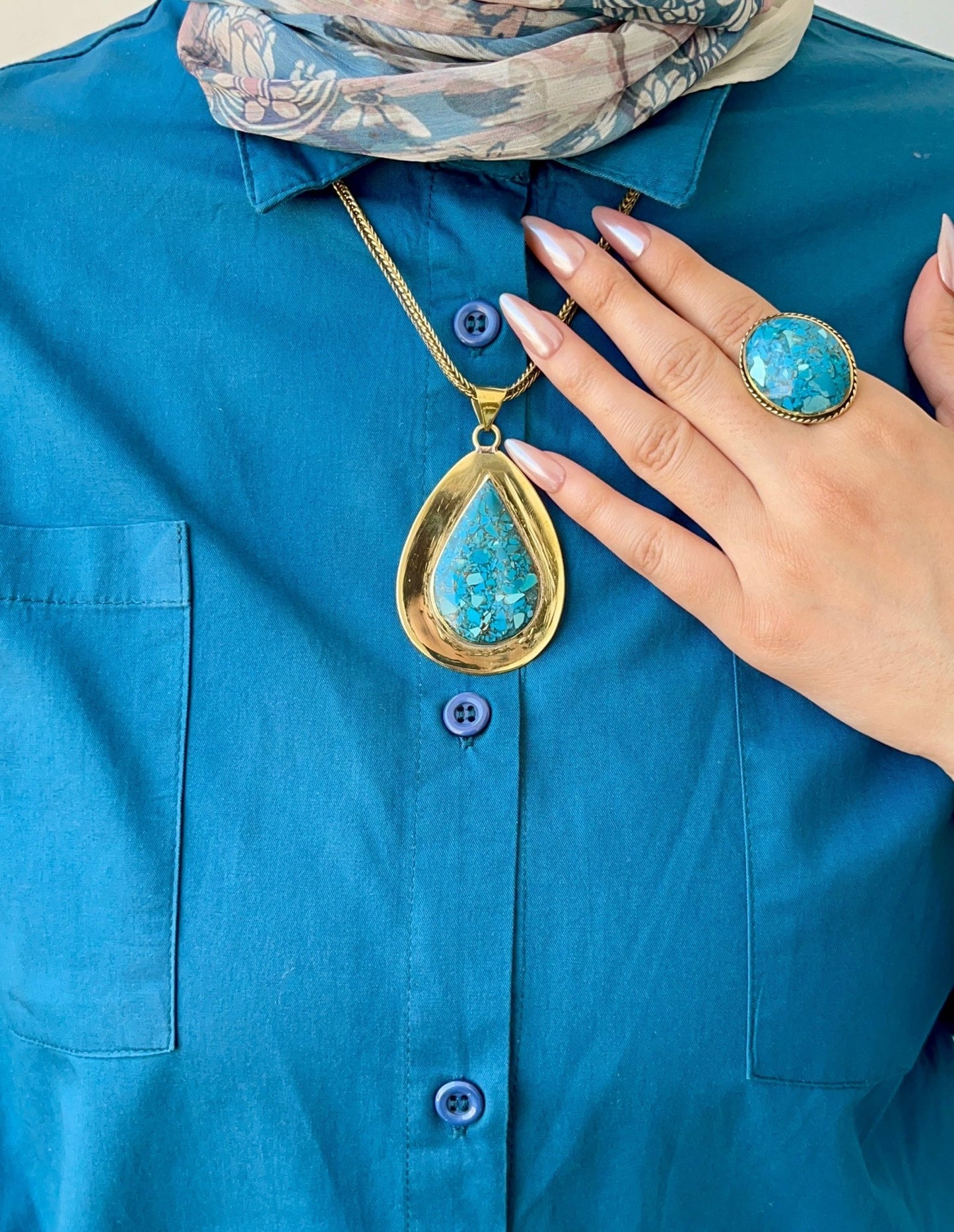 The Wonderful Turquoise Set - Gold And Silver Plated