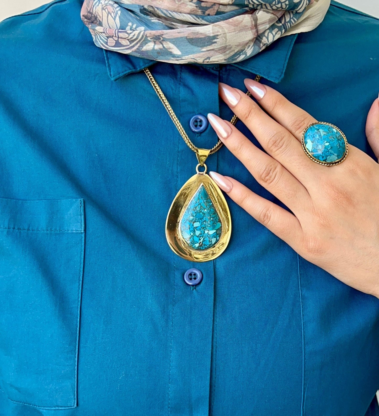 The Wonderful Turquoise Set - Gold And Silver Plated