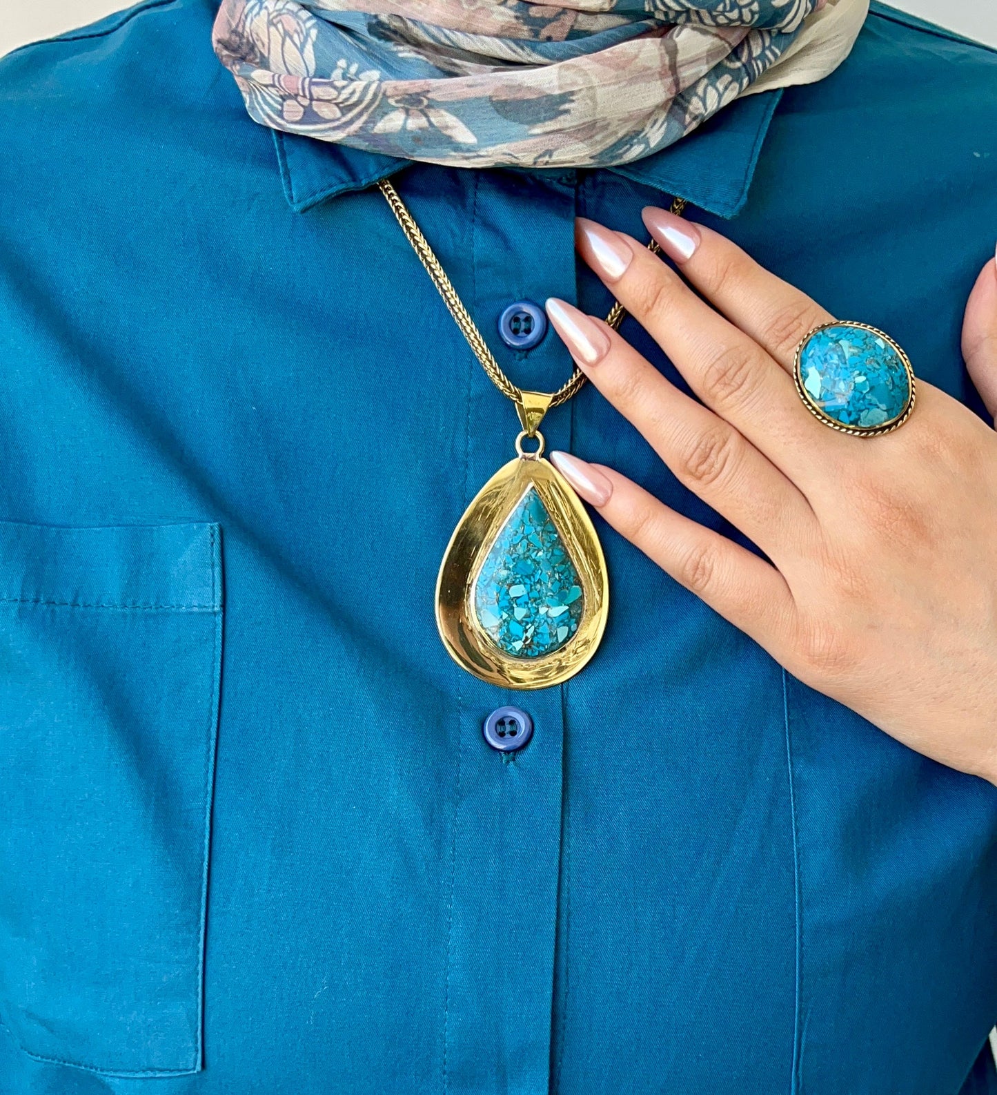 The Wonderful Turquoise Set - Gold And Silver Plated