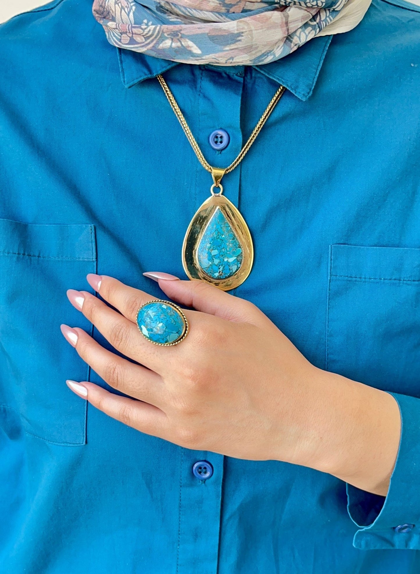 The Wonderful Turquoise Set - Gold And Silver Plated