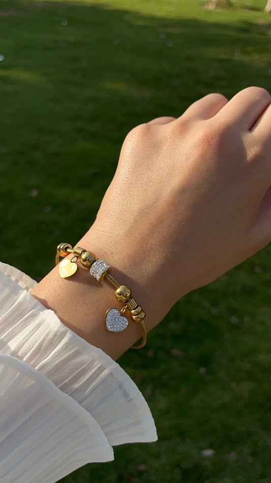 Heart Unique Bangle - Stainless Steel