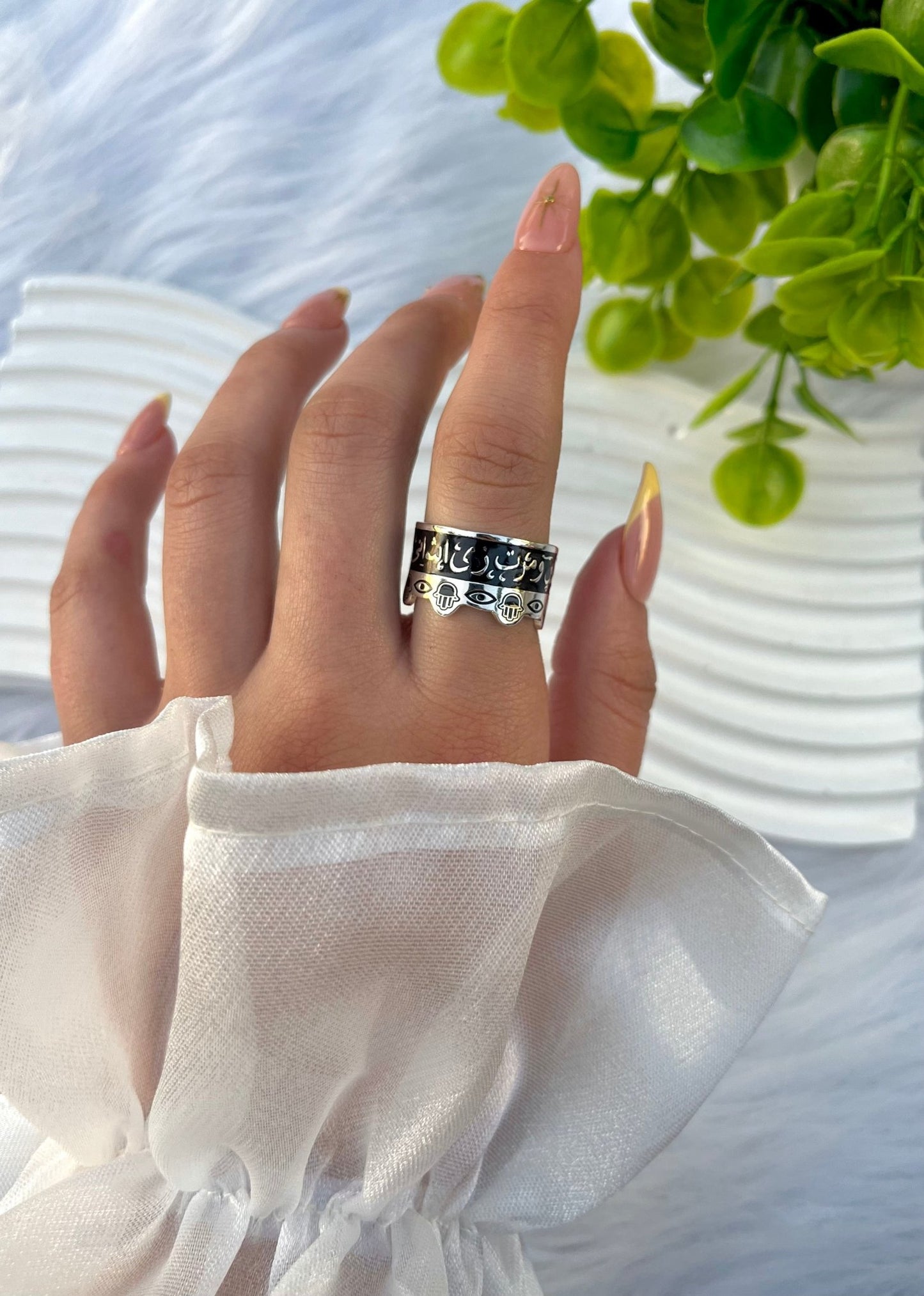 Om Kalthum Arabic Ring - Silver Plated