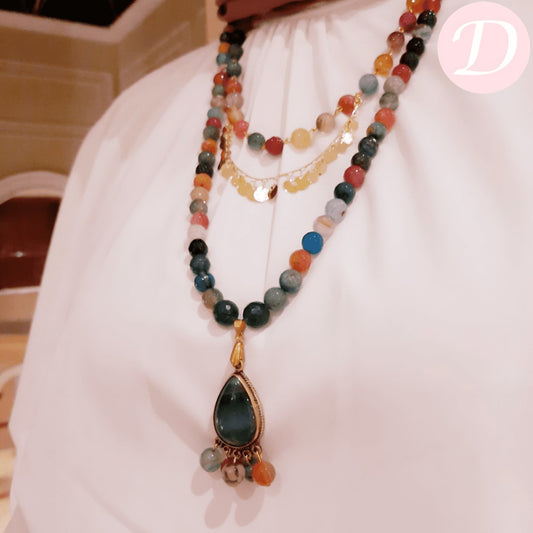 Sultana Nahid Necklace - Colorful Agate