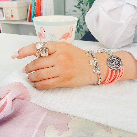 Rose Elegant Nickel - Leather Set