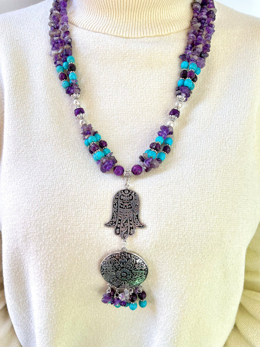 Hasnaa Necklace - Mixed Stones