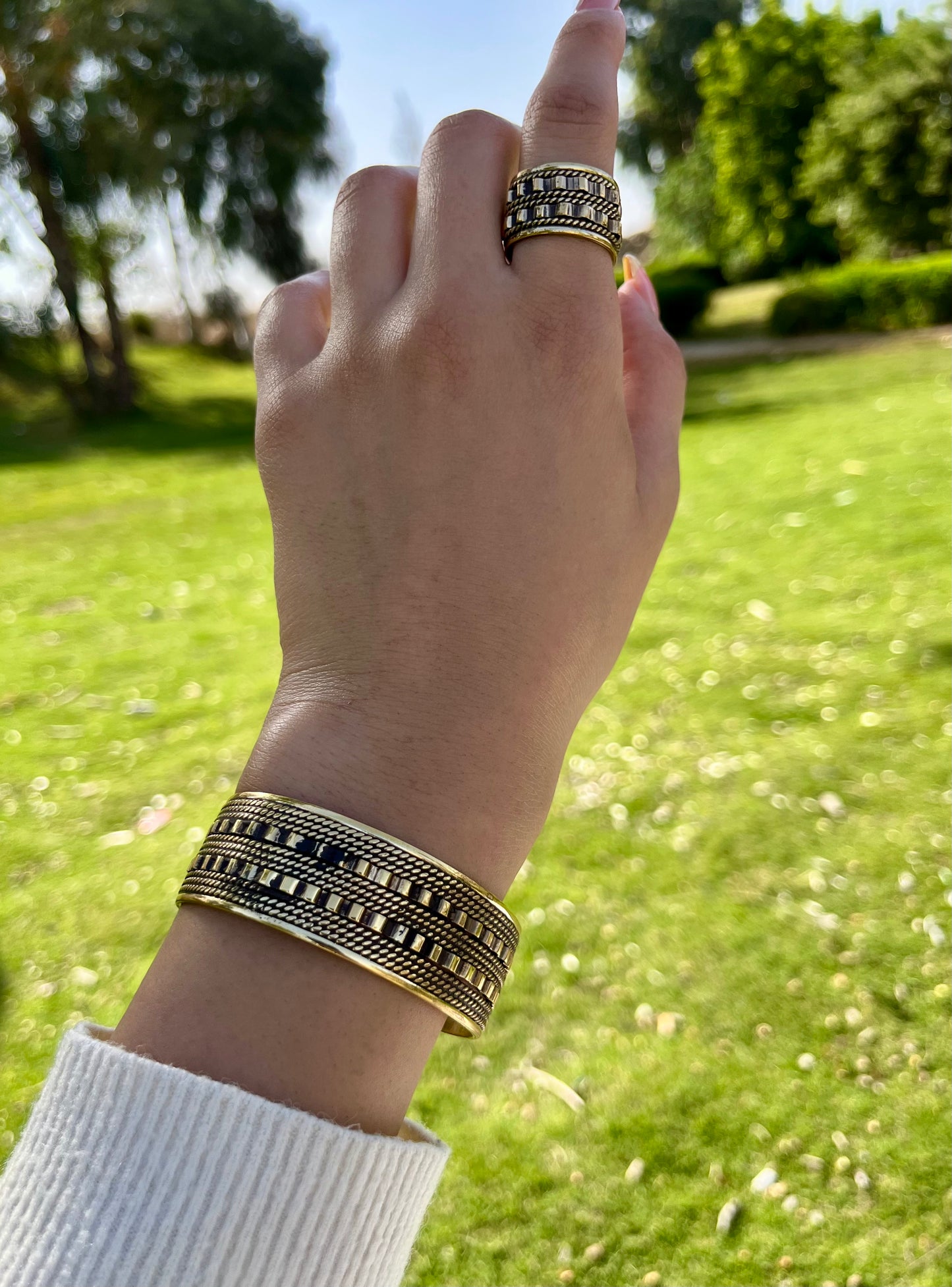 طقم "أنتا عمري" - مطلي بالفضة والعقيق