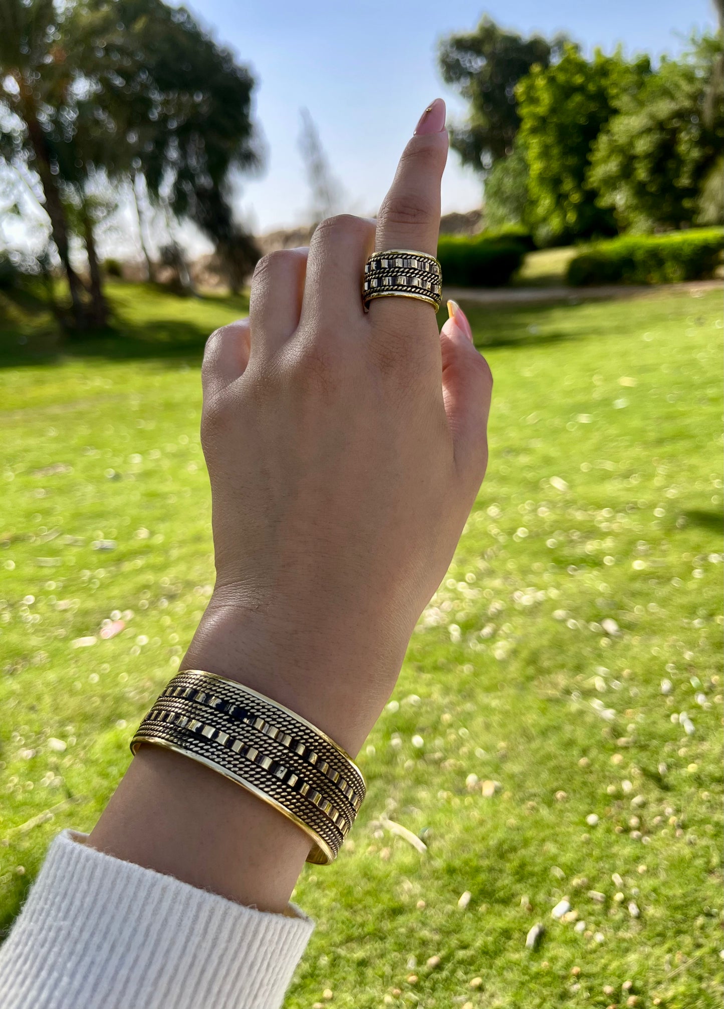 طقم "أنتا عمري" - مطلي بالفضة والعقيق