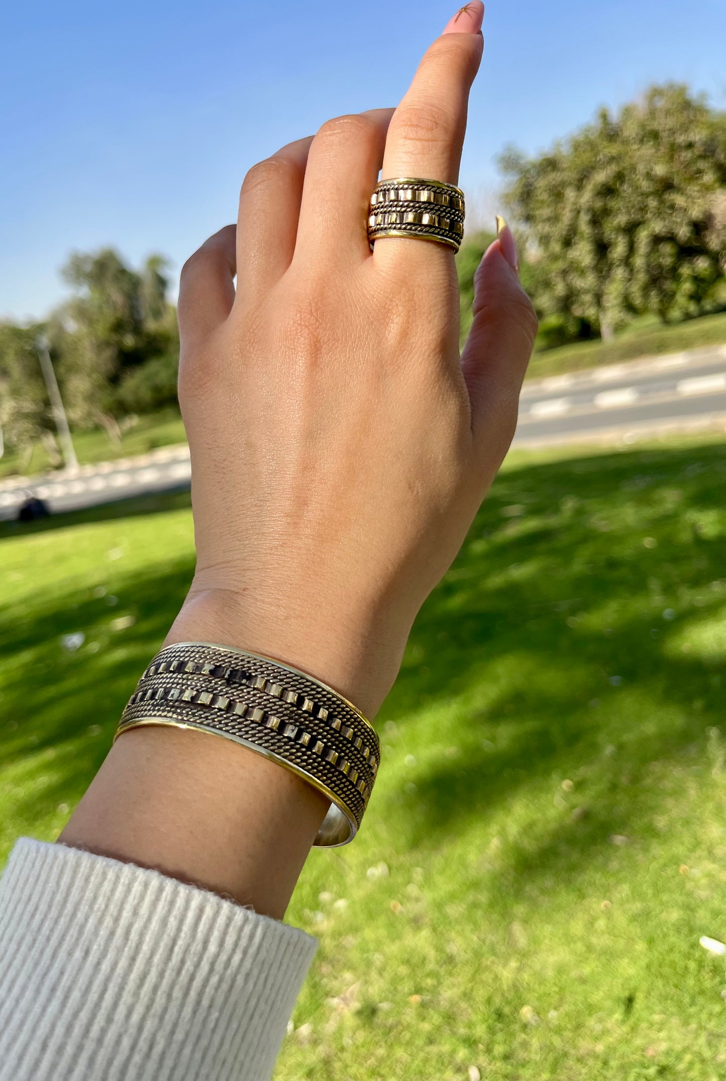 طقم "أنتا عمري" - مطلي بالفضة والعقيق