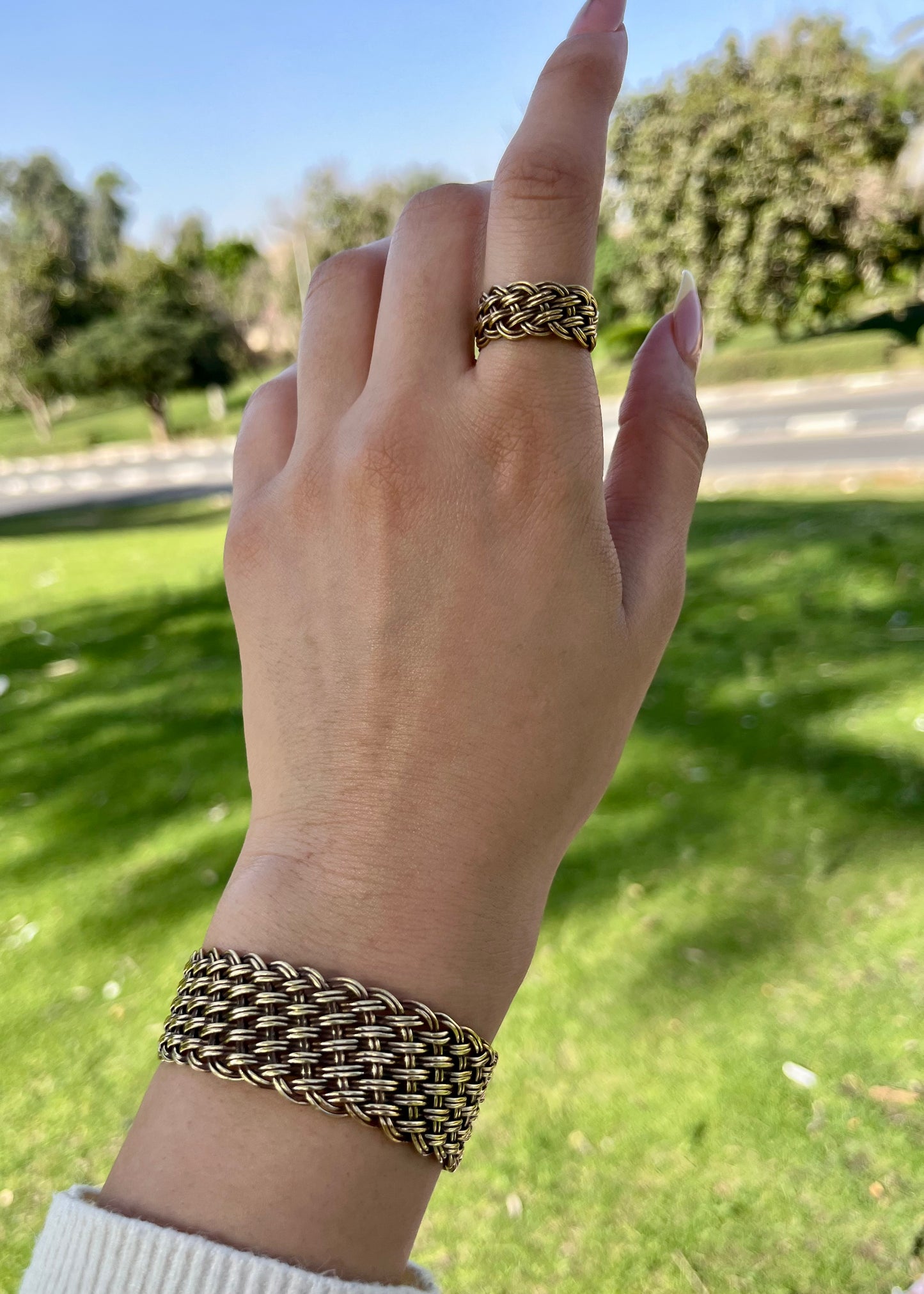 طقم "أنتا عمري" - مطلي بالفضة والعقيق