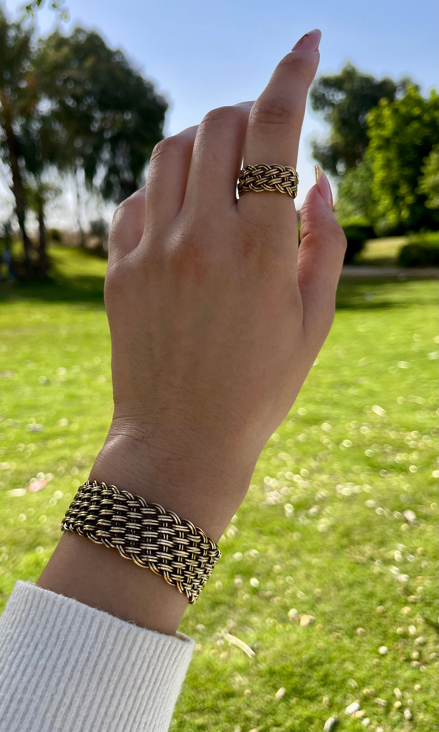 طقم "أنتا عمري" - مطلي بالفضة والعقيق