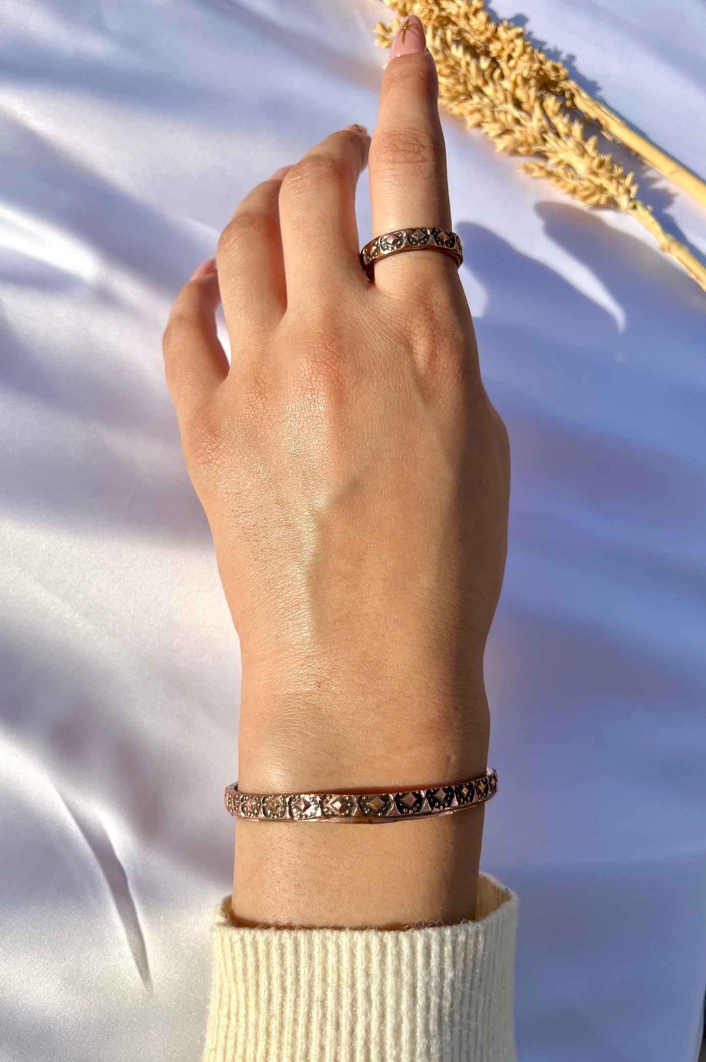 طقم "أنتا عمري" - مطلي بالفضة والعقيق