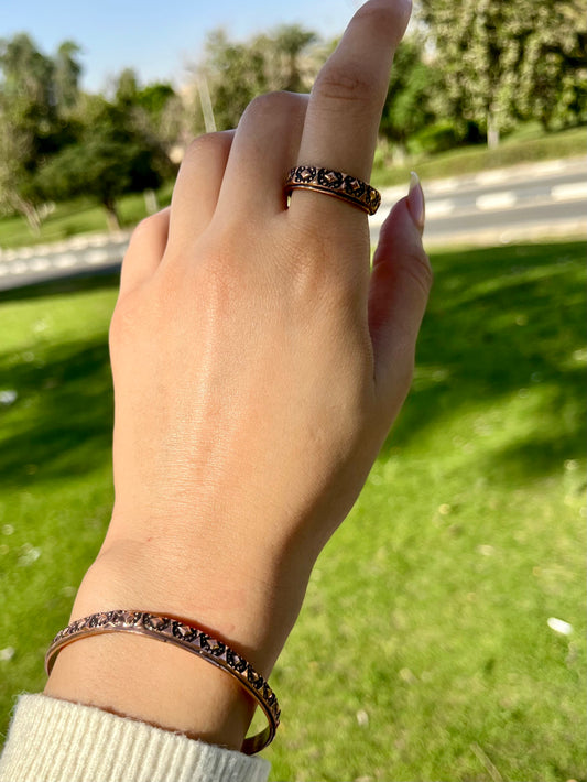 طقم "أنتا عمري" - مطلي بالفضة والعقيق