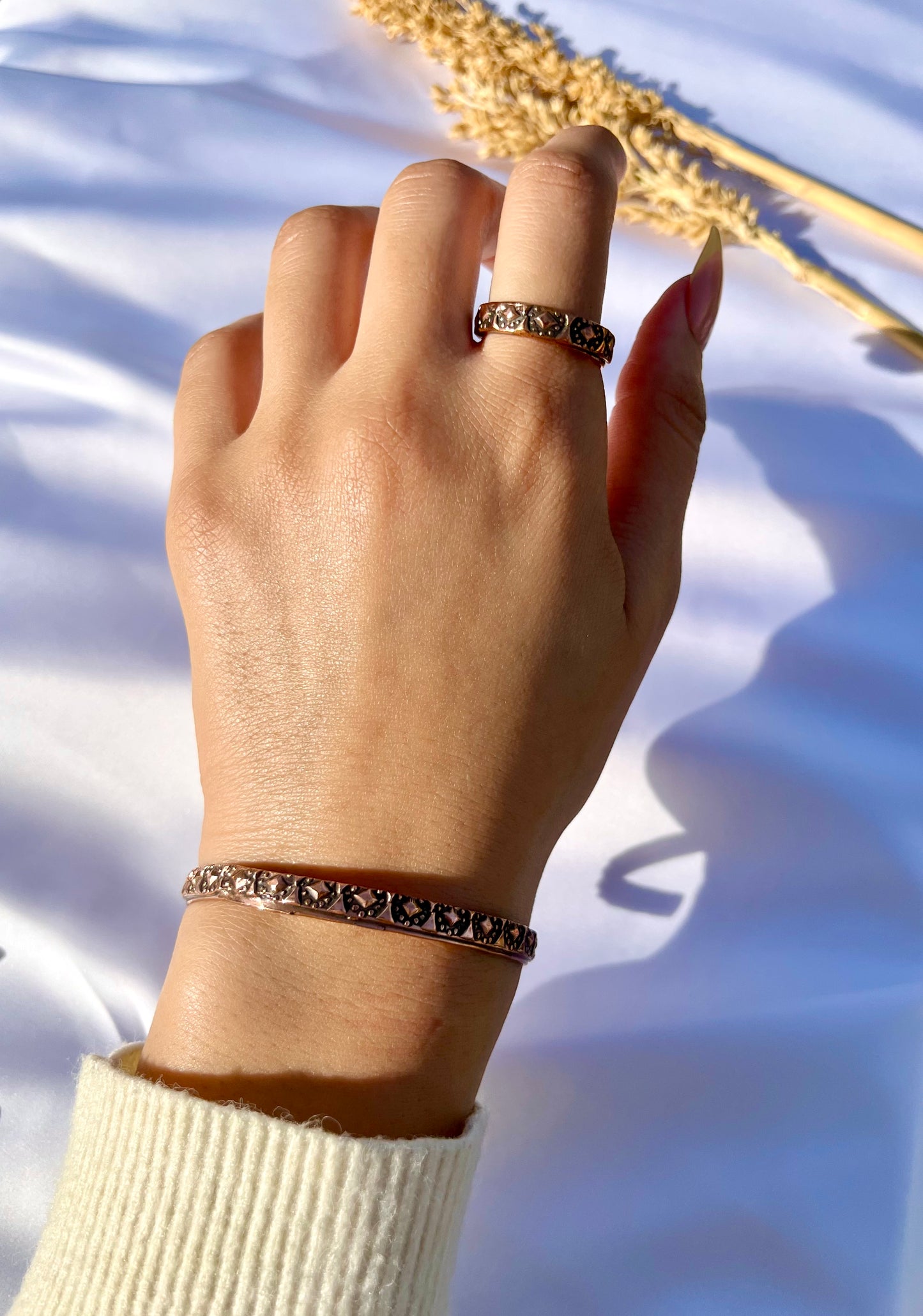 طقم "أنتا عمري" - مطلي بالفضة والعقيق