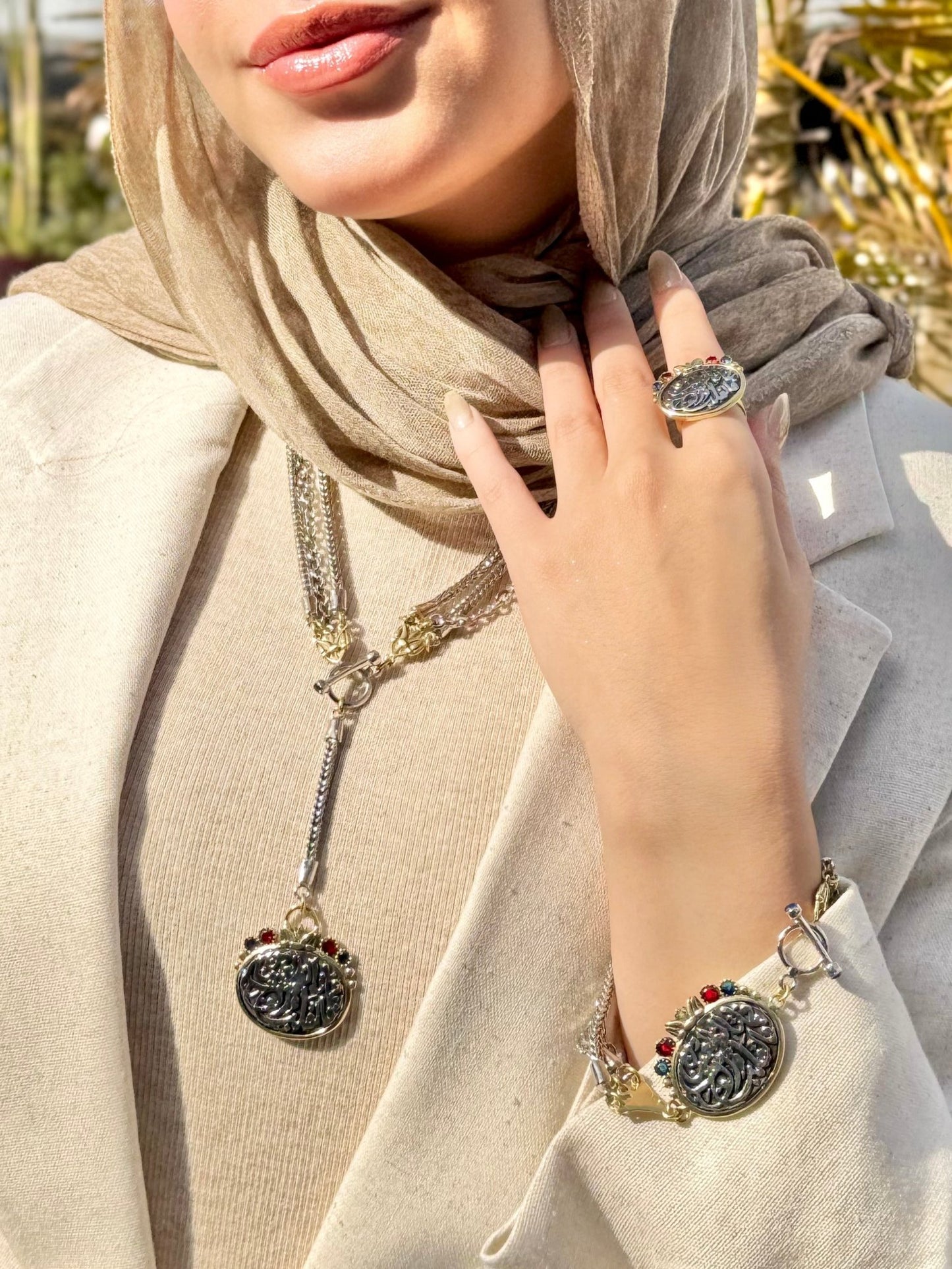 Silver-Plated Arabic Calligraphy Charm Set – Ramadan Meaningful & Elegant Gift