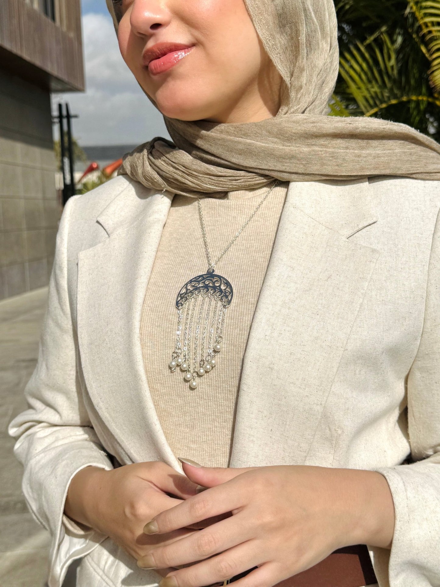 Crescent Necklace - Silver Plated