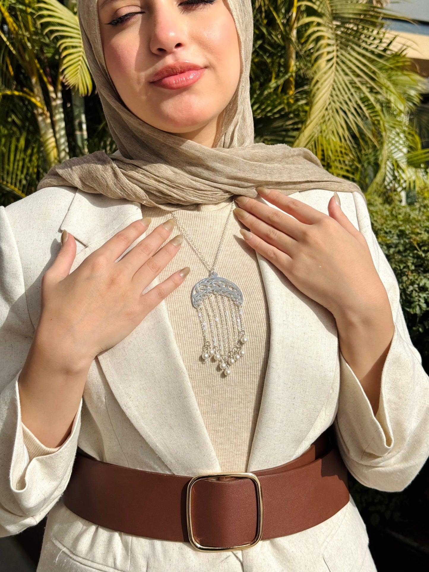 Crescent Necklace - Silver Plated