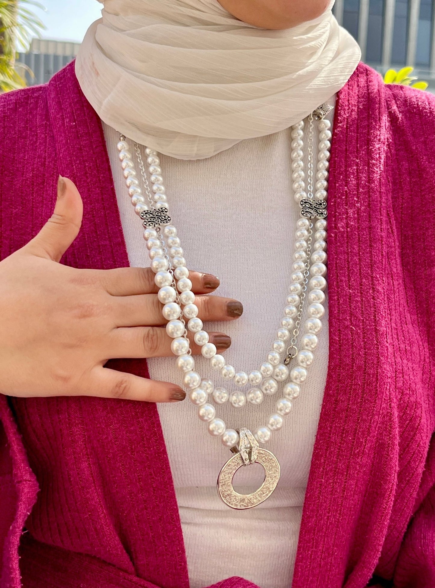 Ayat ElKorsy Necklace - Silver Pearl