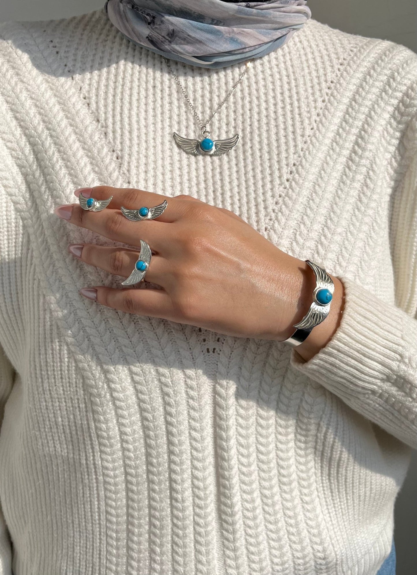 Turquoise Wings Jewelry Set – Silver Plated