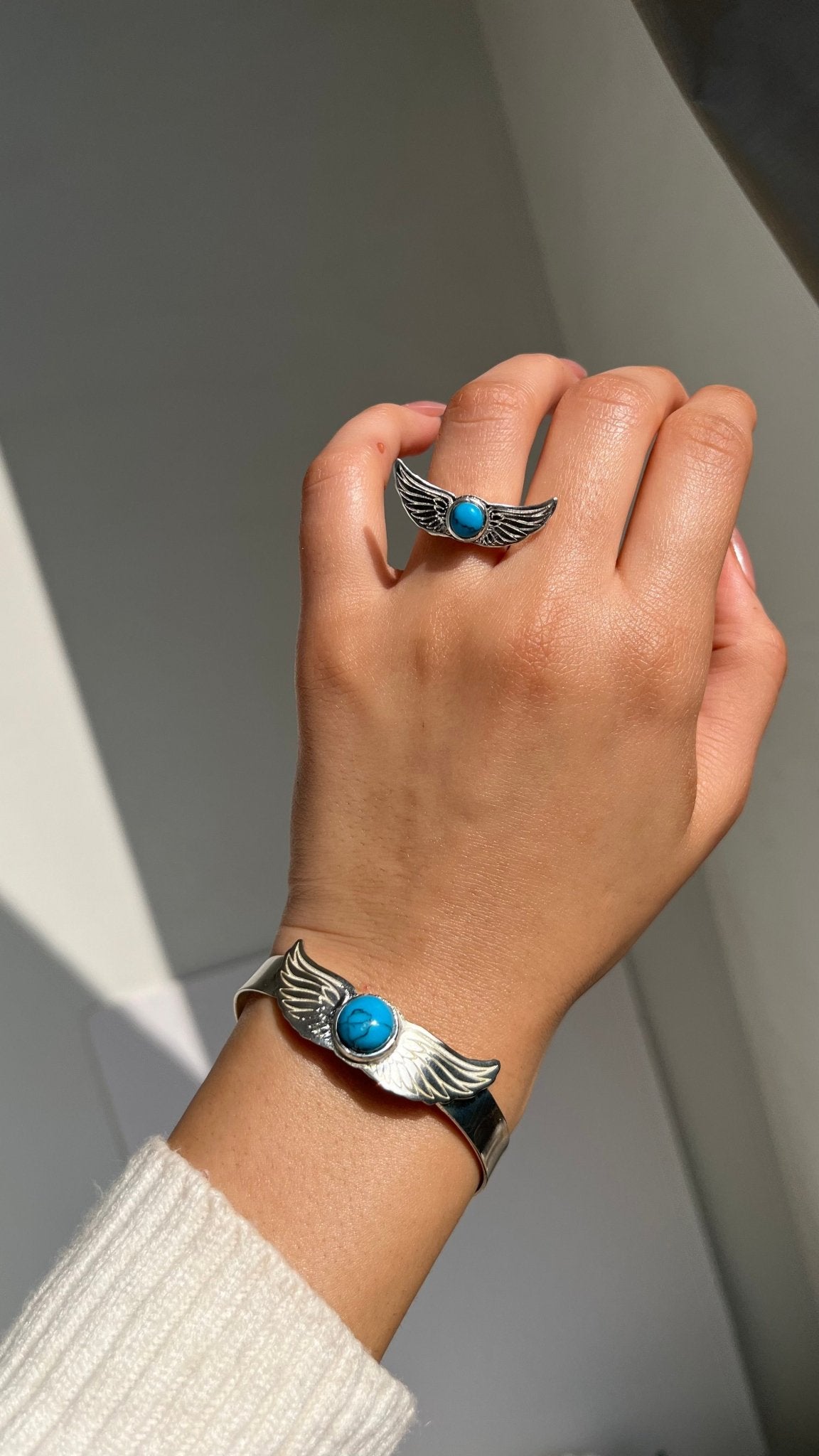 Turquoise Wings Jewelry Set – Silver Plated