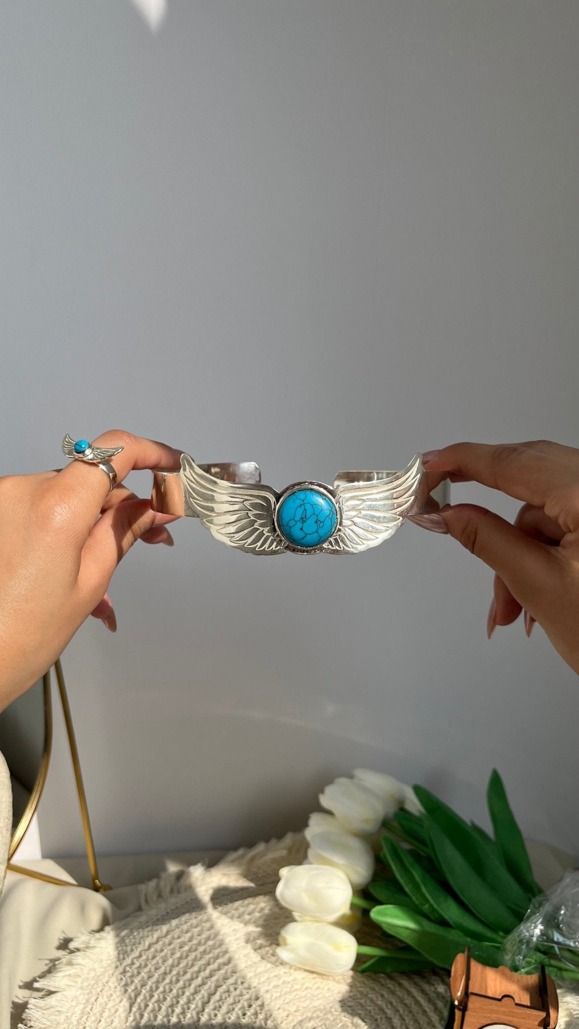 Turquoise Wings Jewelry Set – Silver Plated