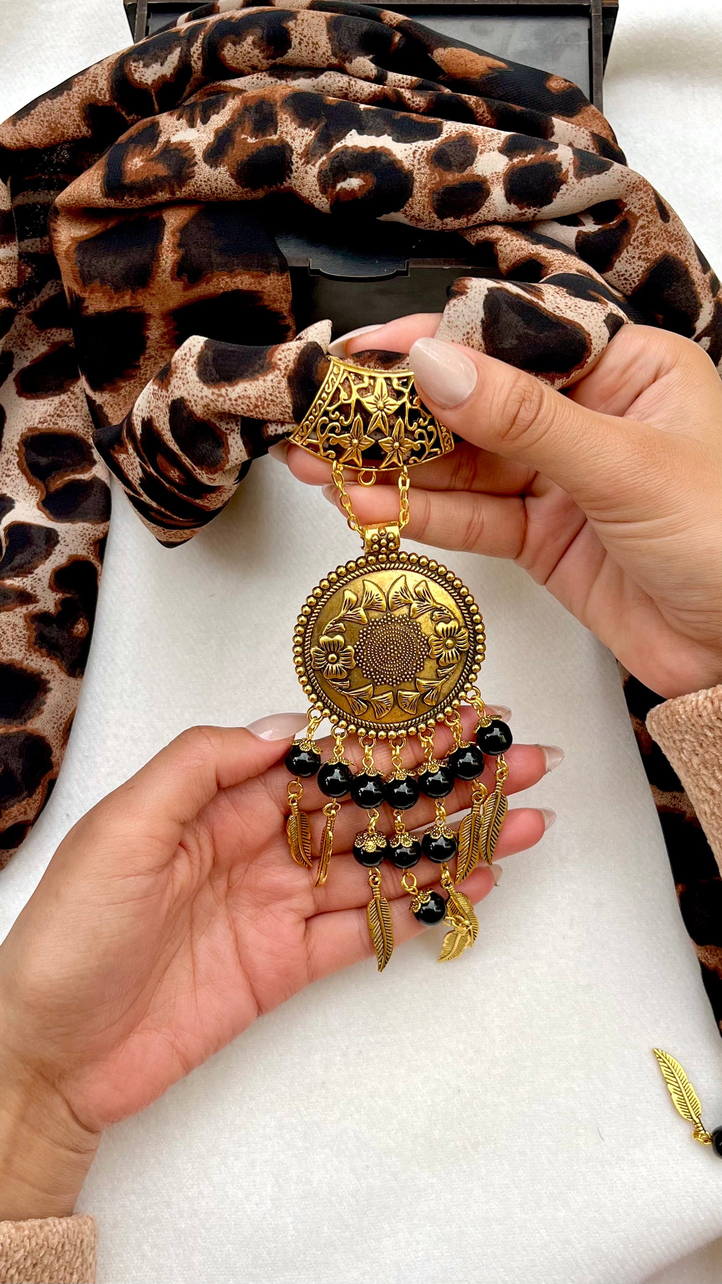 Golden Tiger Necklace Scarf - Chiffon