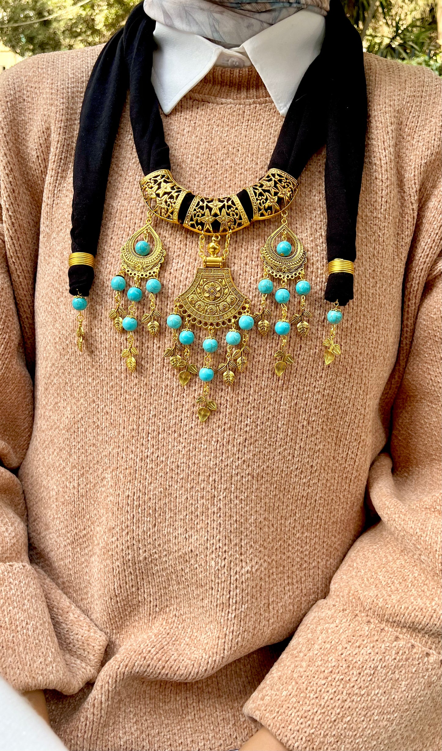 Midnight Necklace Scarf - Cotton