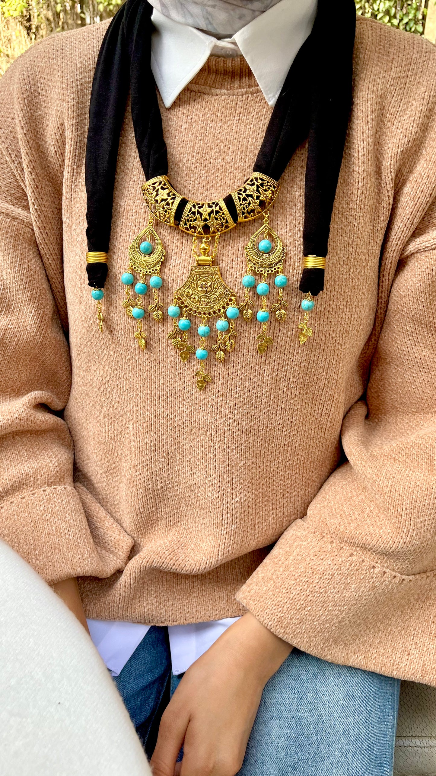 Midnight Necklace Scarf - Cotton