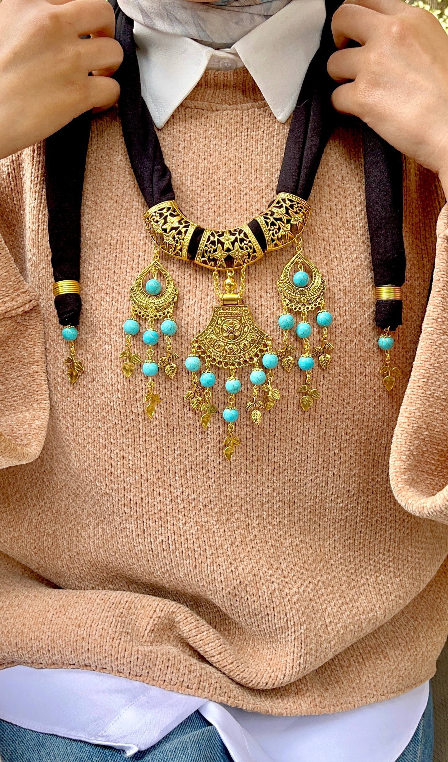 Midnight Necklace Scarf - Cotton