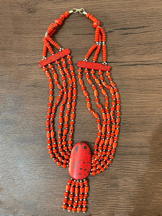 Ashraqat Necklace - Red Stone