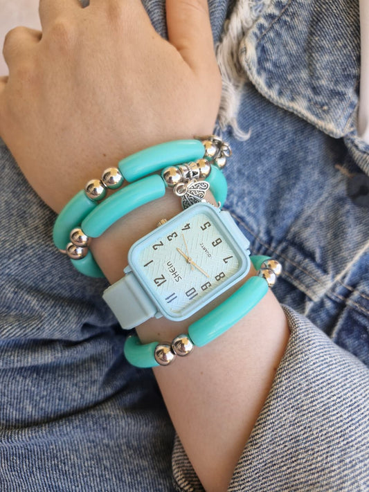 Talida Watch Set - Turquoise Acrylic