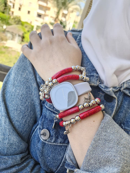 Afnan Watch Set - Red Acrylic