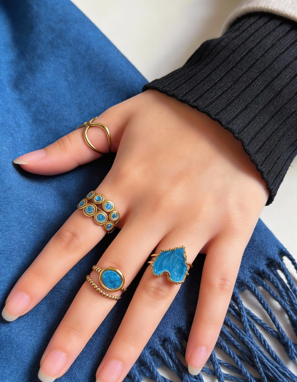 Turquoise Glow Rings  - Stainless Steel
