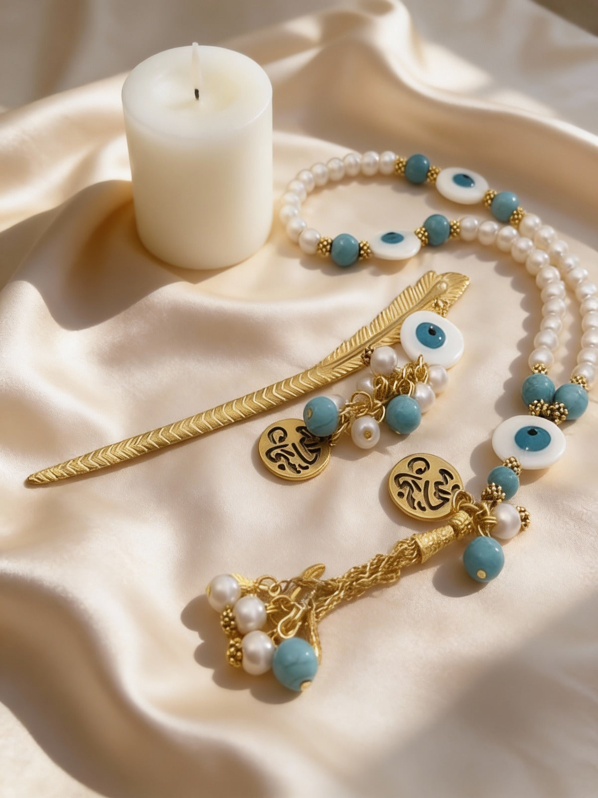 مجموعة مسبحة هيام الفيروزية واللؤلؤية