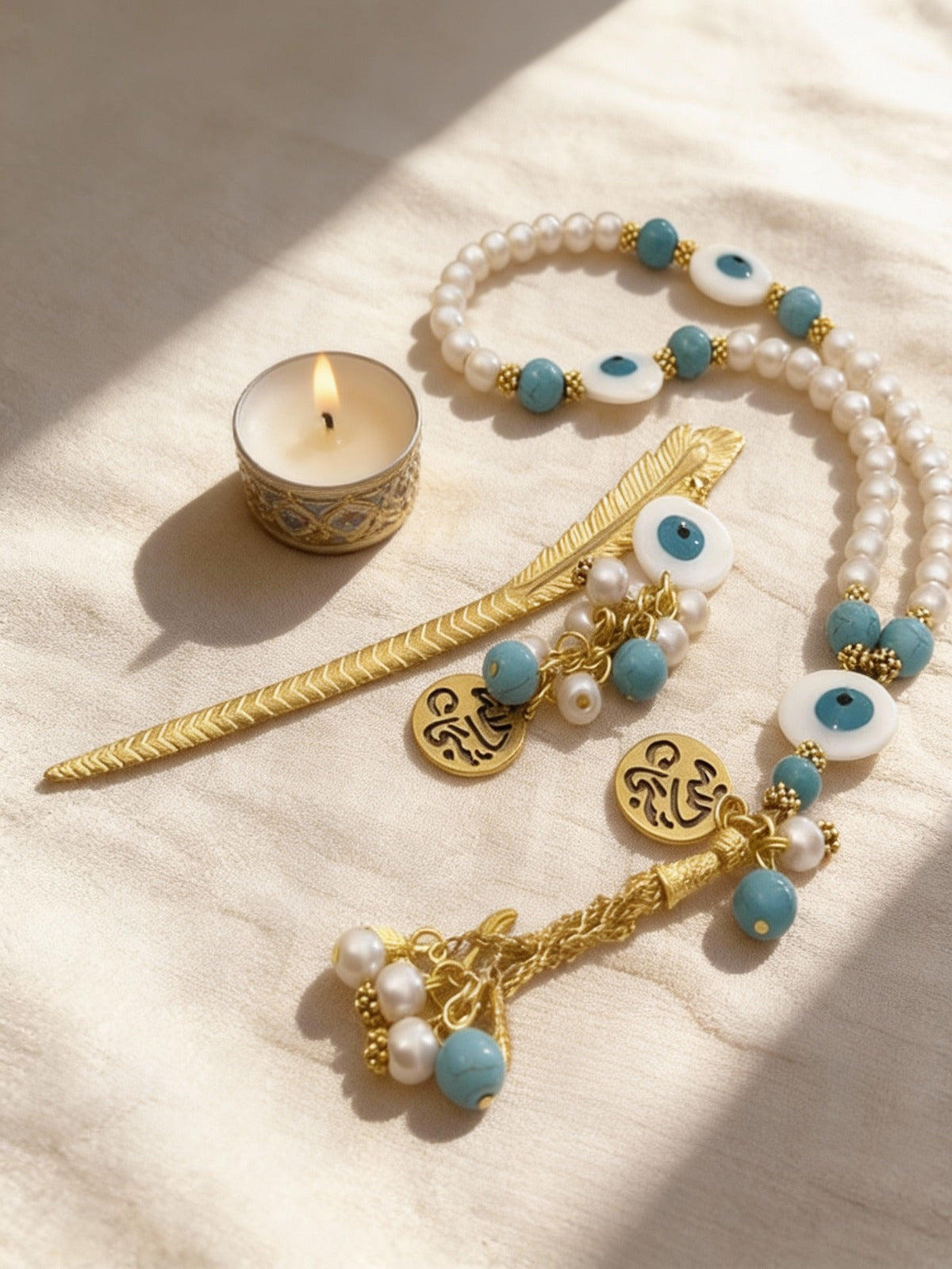 مجموعة مسبحة هيام الفيروزية واللؤلؤية