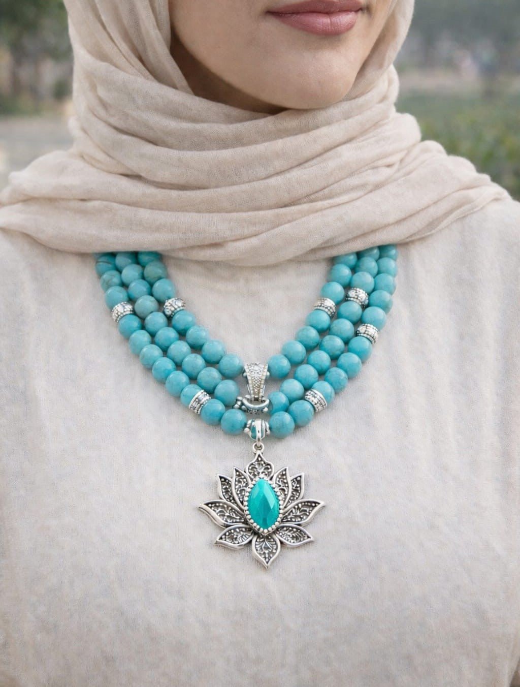 Ocean Turquoise Necklace - Silver Plated